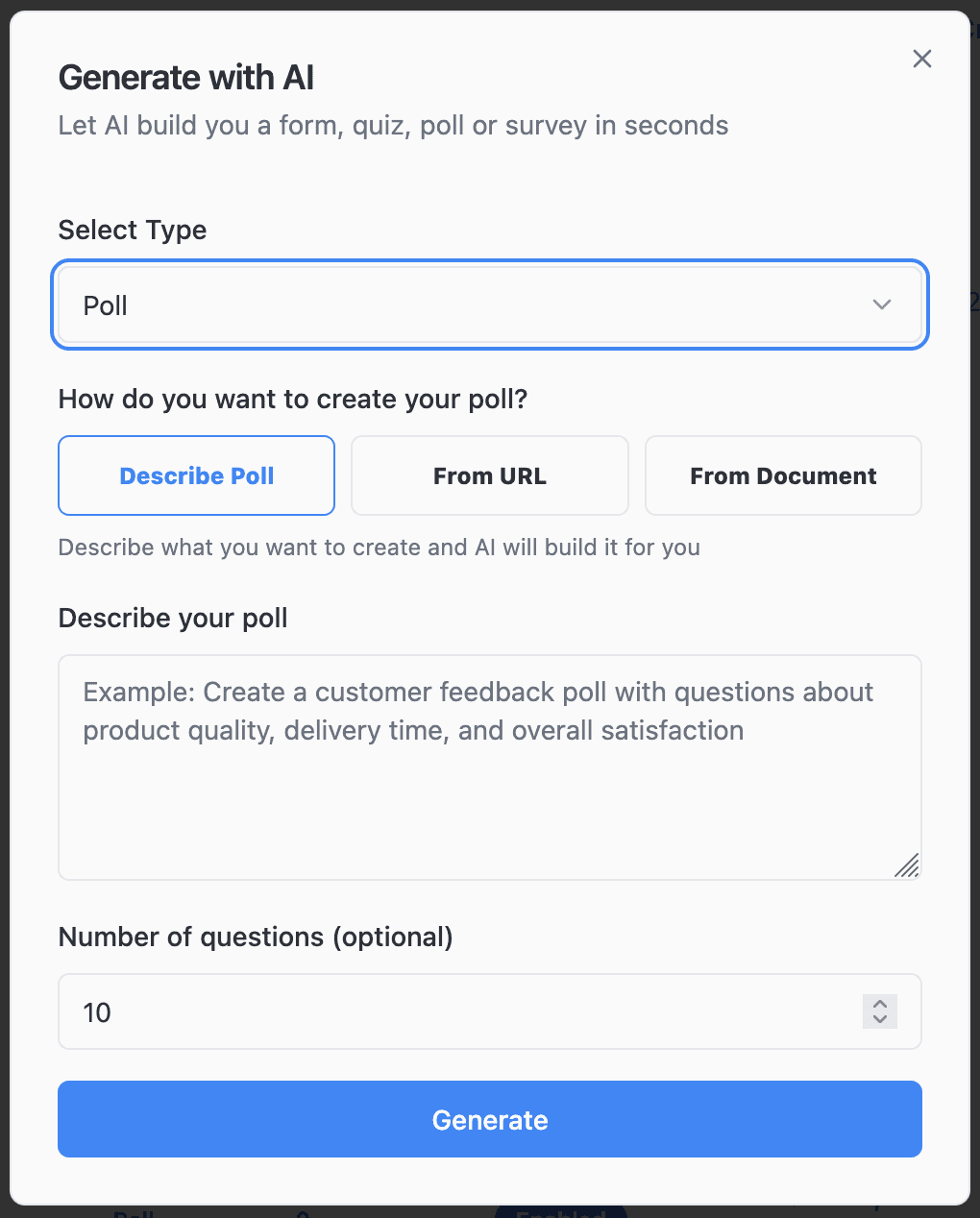 AI Online Poll Builder