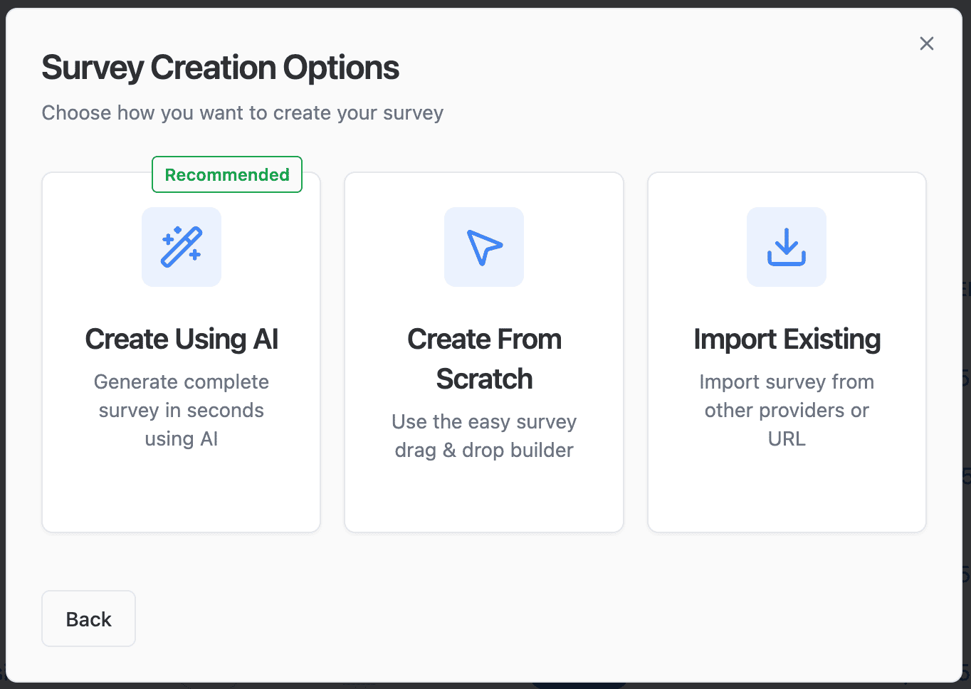 AI Survey Creation Options