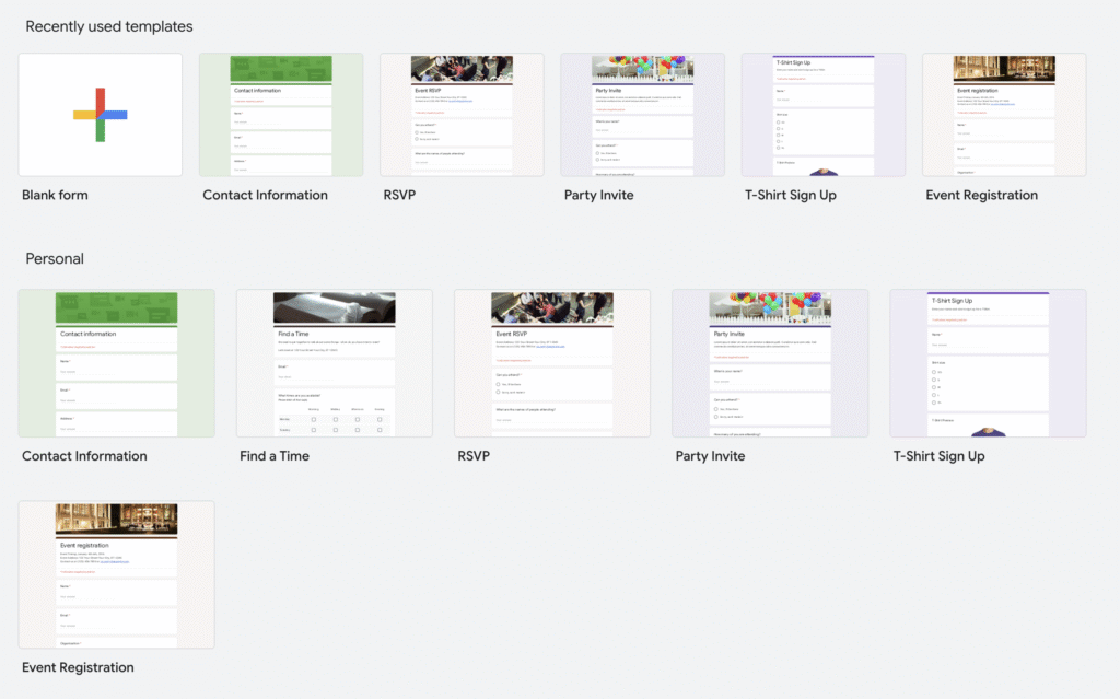 Google forms website
