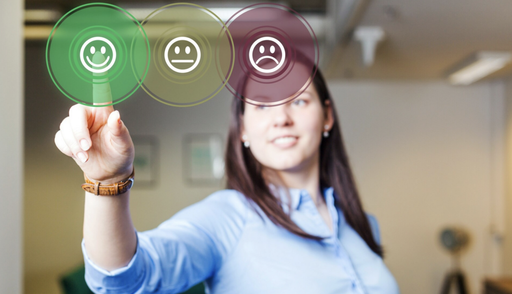 an employee rating their satisfaction at work